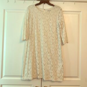 EUC white lace shift dress